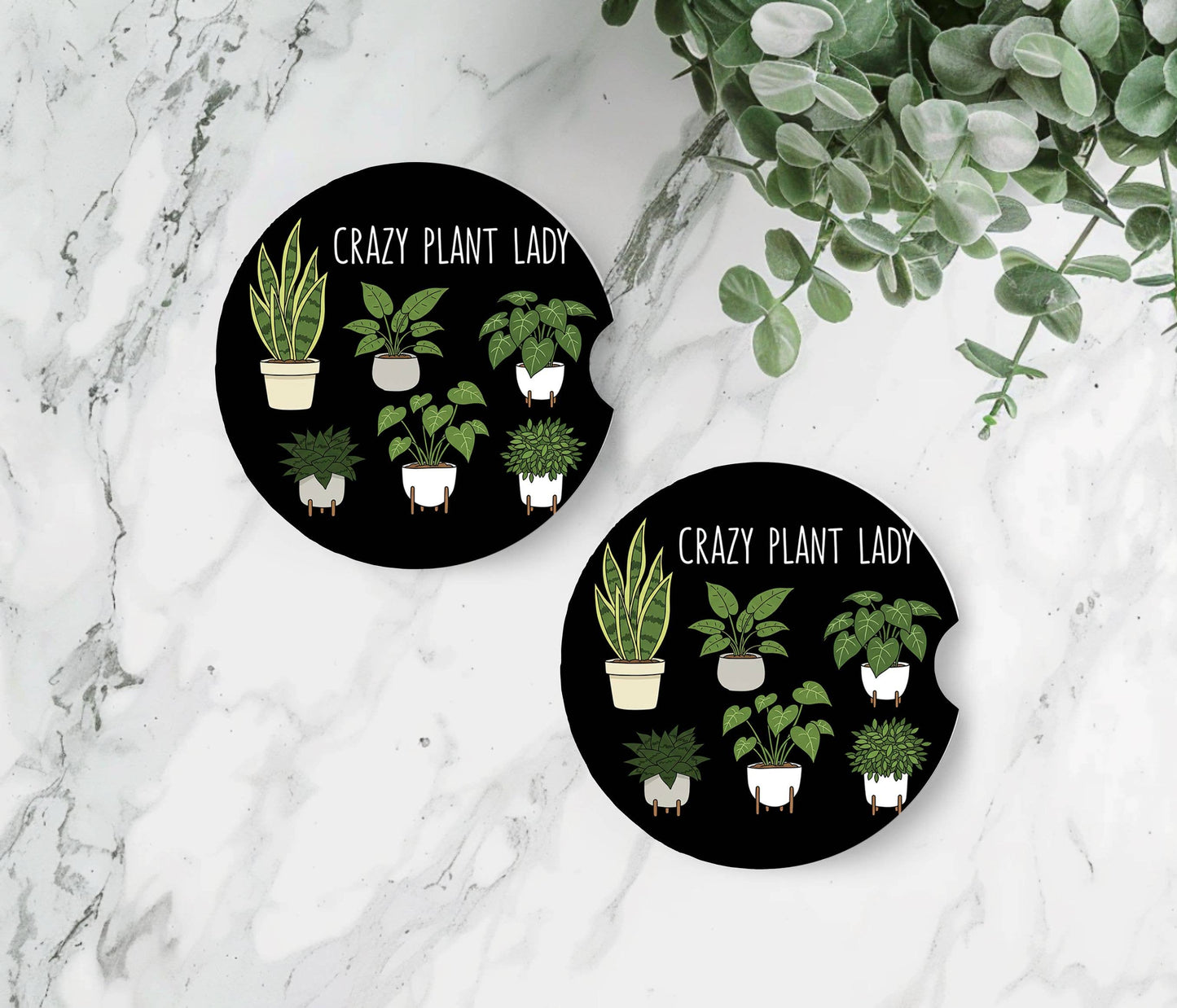 Crazy Plant Lady Car Coasters - Neoprene Set of 2