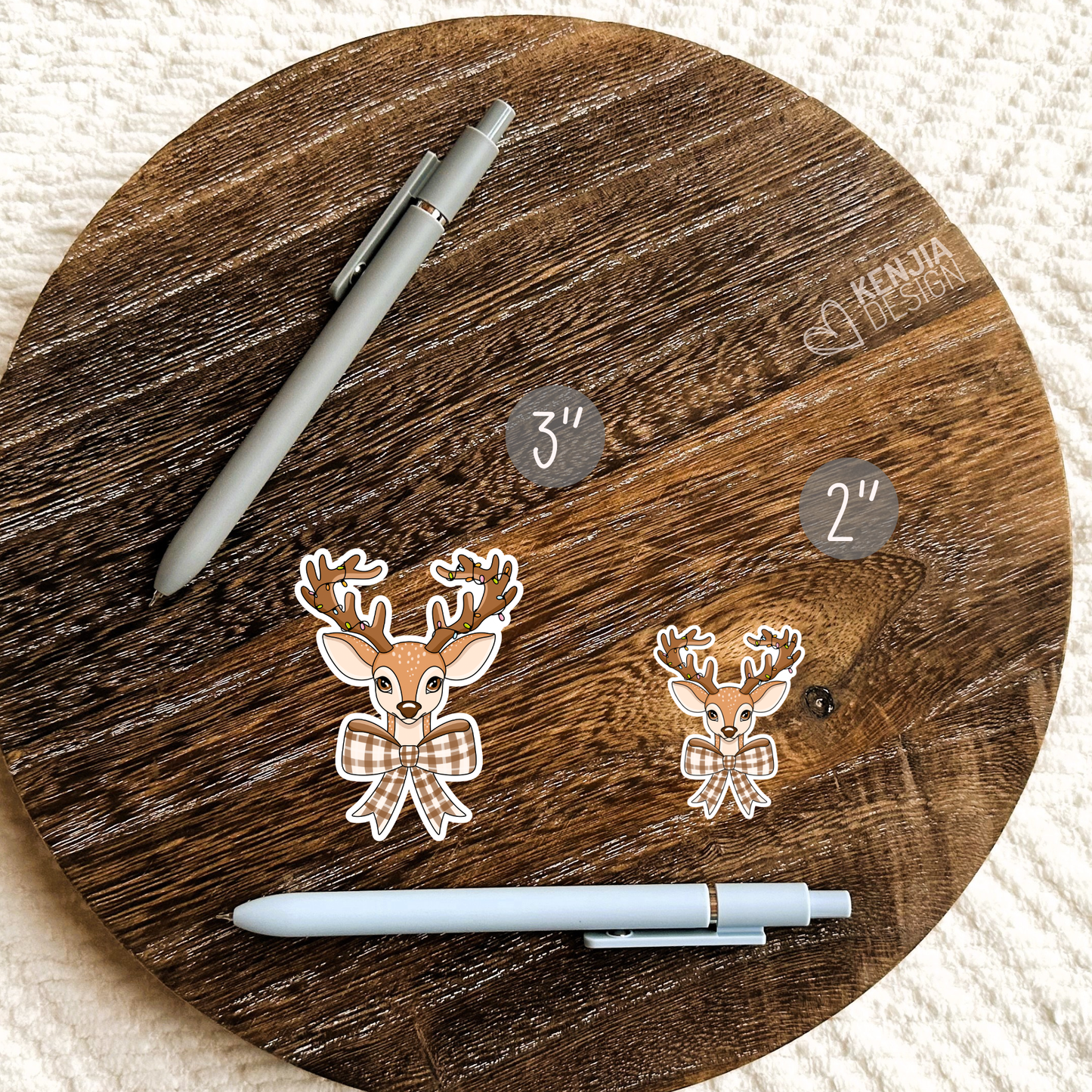 Cute Christmas Reindeer Stickers / Holidays Decor / Holiday : Matte Stickers 3''