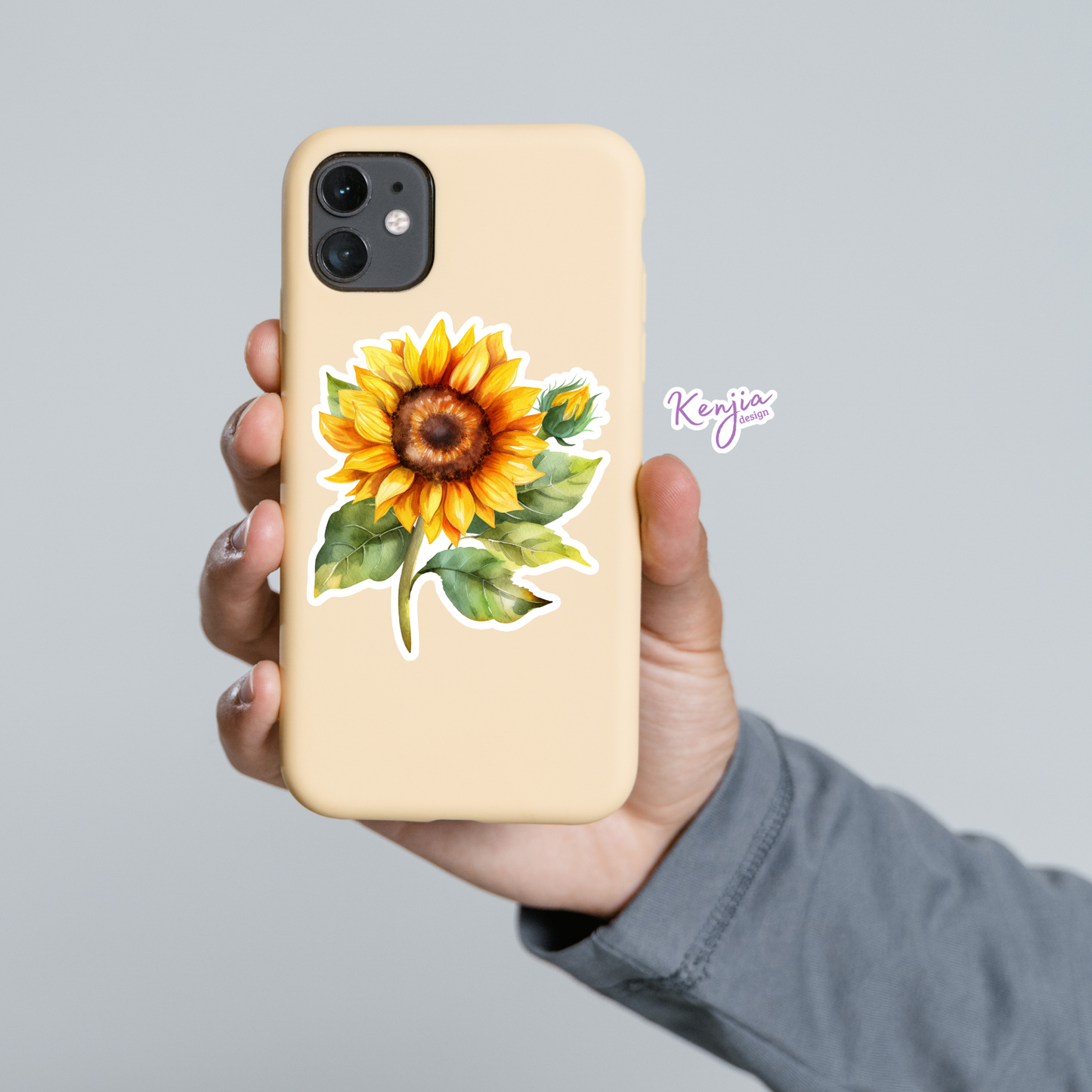 Watercolor Sunflower Sticker / Waterproof: Waterproof Matte