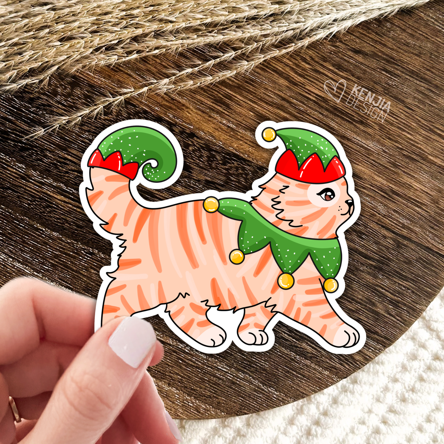 Christmas Cat Stickers / Cat Lover Gift / Kitten Holiday: Matte Stickers 3''