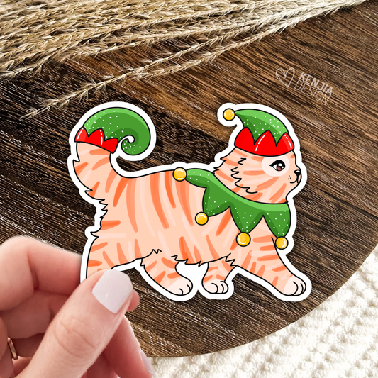 Christmas Cat Stickers / Cat Lover Gift / Kitten Holiday: Matte Stickers 3''