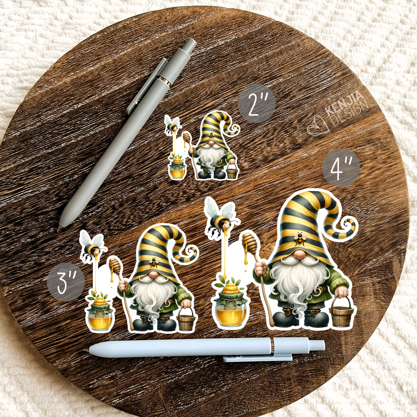 Bumble Bee Gnome,  Matte Stickers 2''