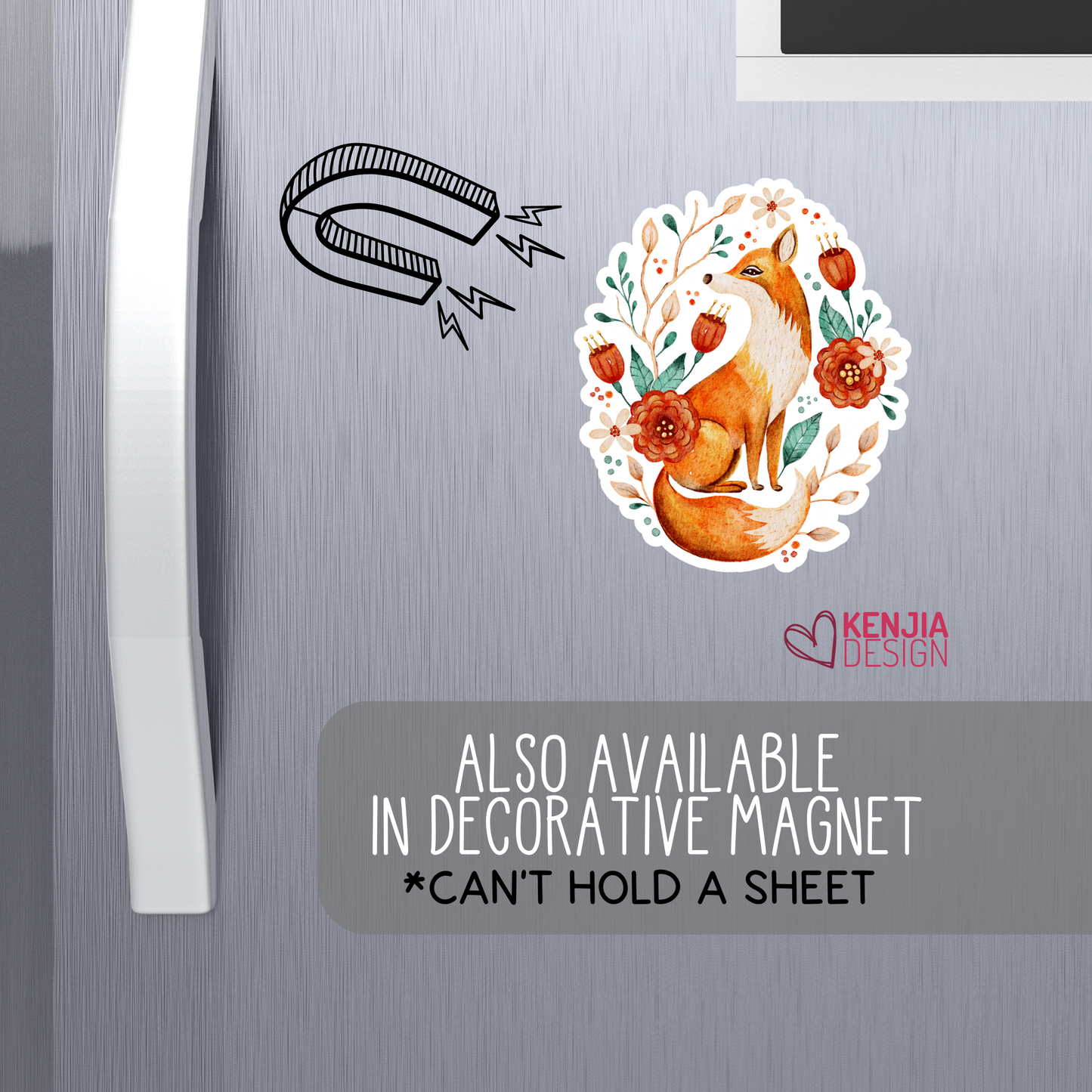 Cute Fox Stickers and Magnets with Flowers: Matte / 2'' Stickers