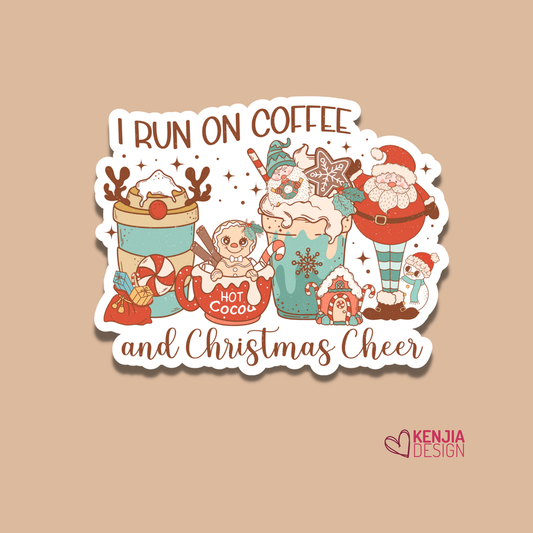 I Run on Coffee and Christmas Cheers: Matte / 3'' Stickers