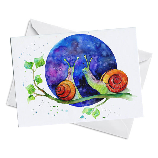Greeting Card - Stargazing - Watercolour Star and Snails