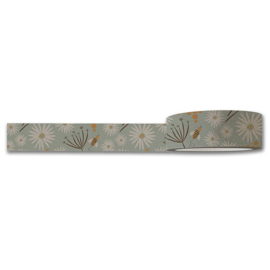 Bees Floral Washi Tape — Decorative Paper Tape for Planners, Journals, Scrapbooking & Crafts