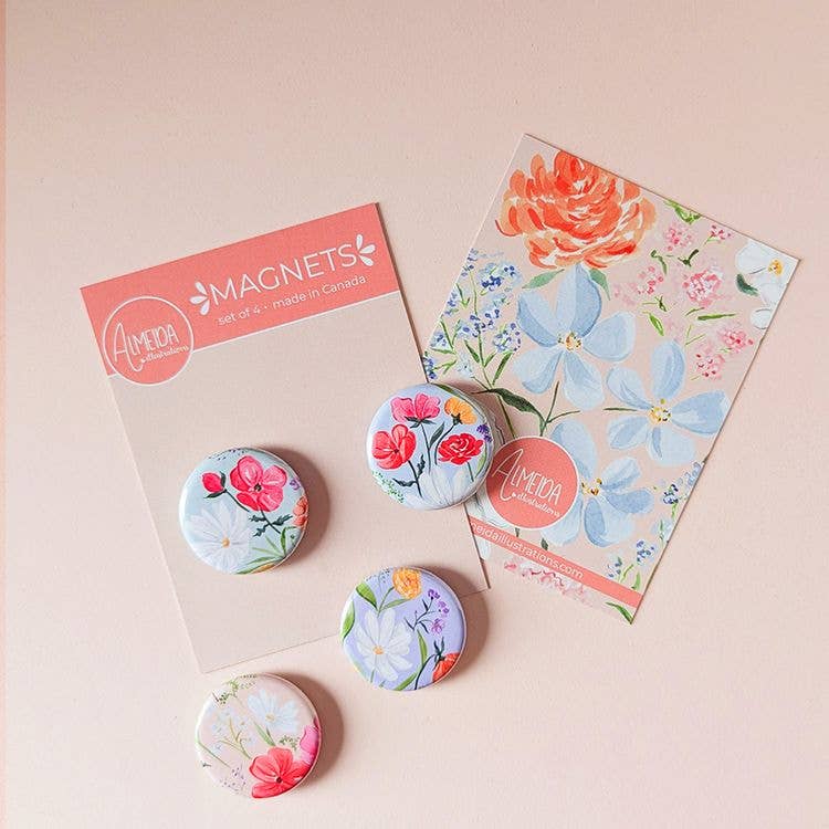 Bright Florals Magnet Set