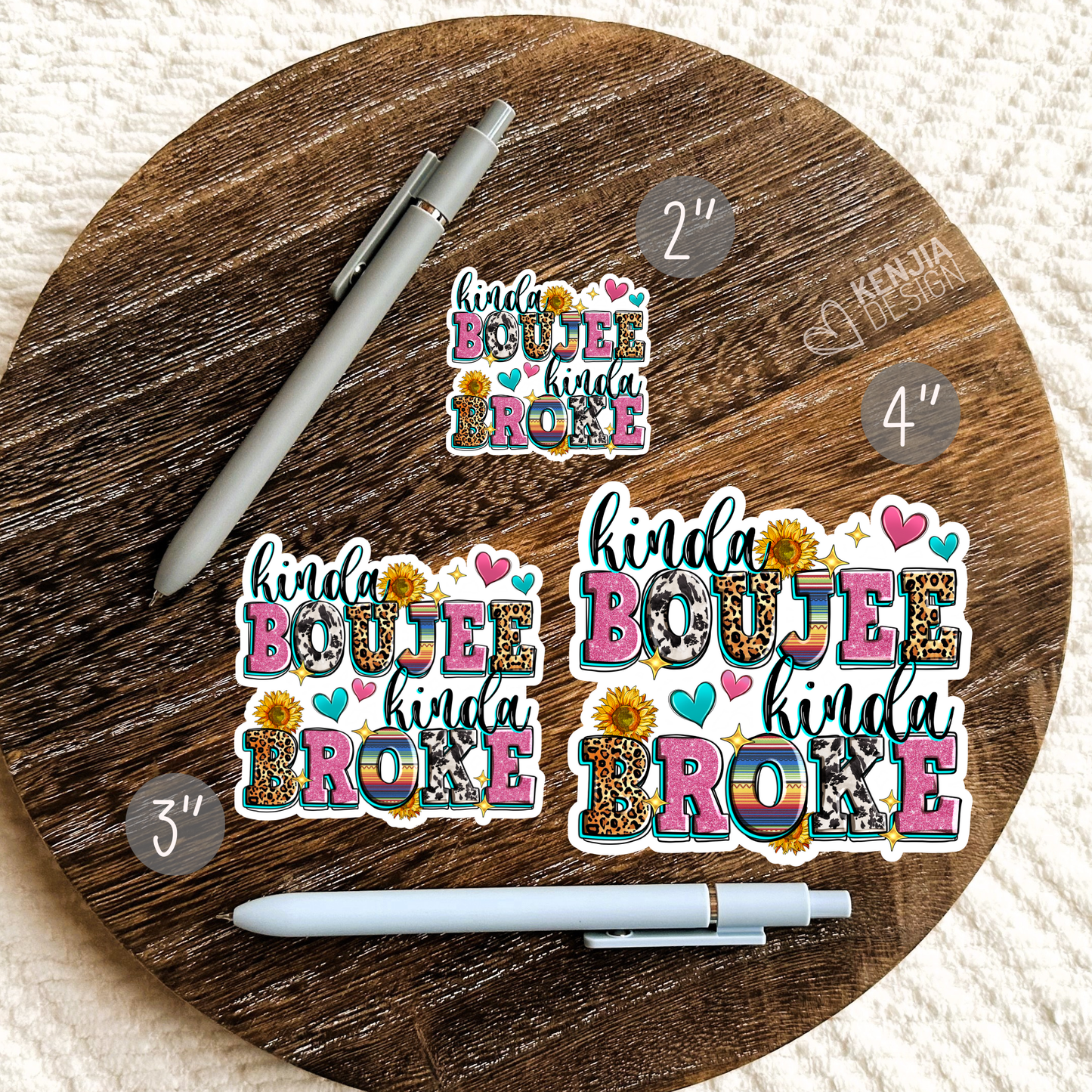 Kinda Boujee Kinda Broke Stickers & Magnets / Sunflowers: Matte Stickers 3''
