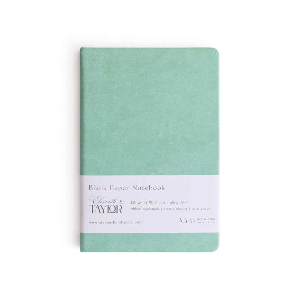 160 Page A5 Blank Journals: 120 GSM Thick Blank Card Stock: Black