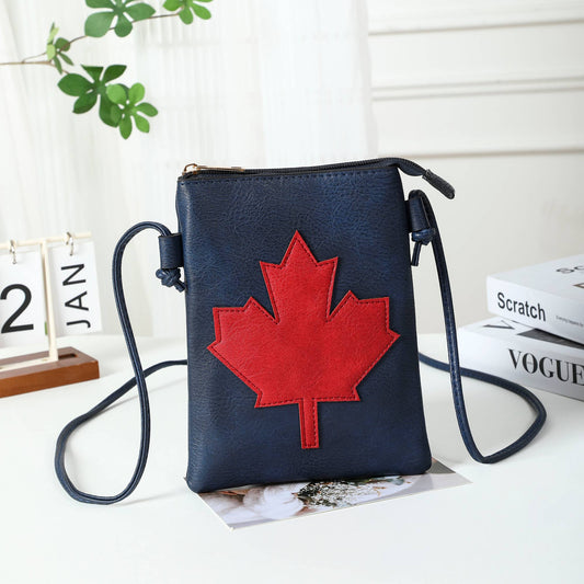 Navy - Canadian Flag Lacer cut crossbody cellphone bag