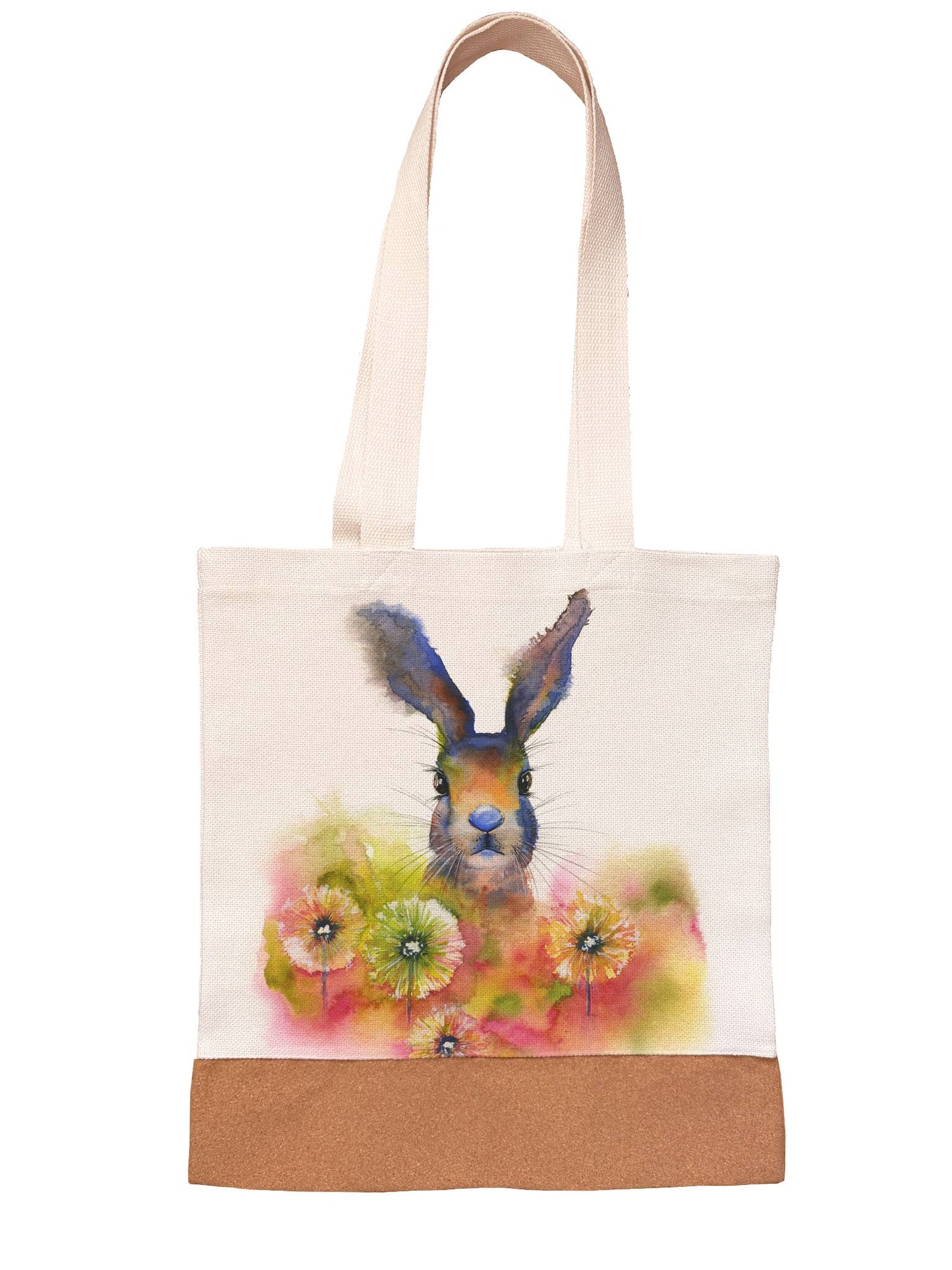 Linen/Canvas Tote Bag - Peekaboo - Cute Rabbit