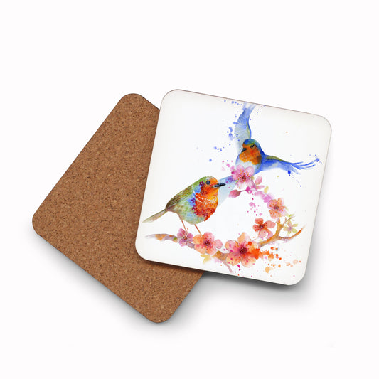 Coaster - Gift of Peace - (C-GOP) Couple Robin Birds Blossom