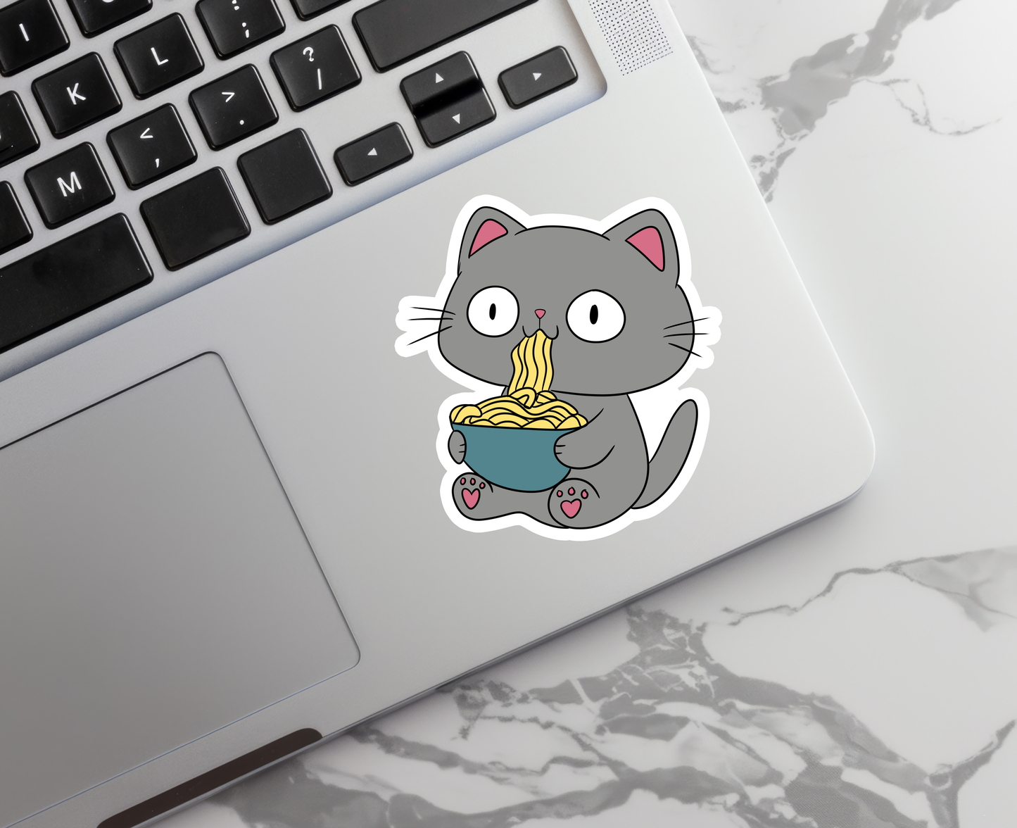 Noodle Cat | Animal | Food | Waterproof Sticker | 3"