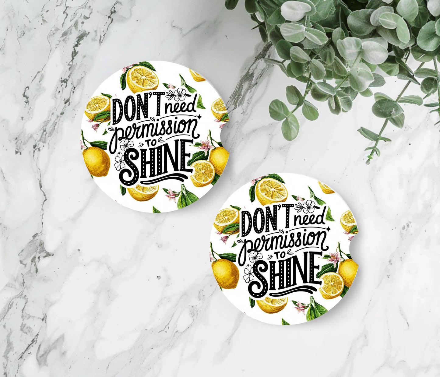 Inspirational  Lemon Car Coasters - Neoprene Set of 2