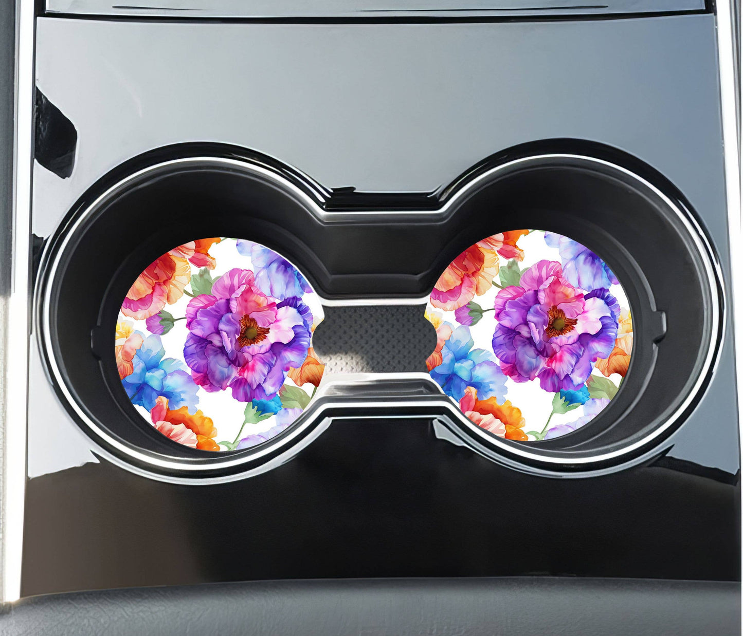 Watercolor Flowers Car Coasters -Neoprene Set of 2