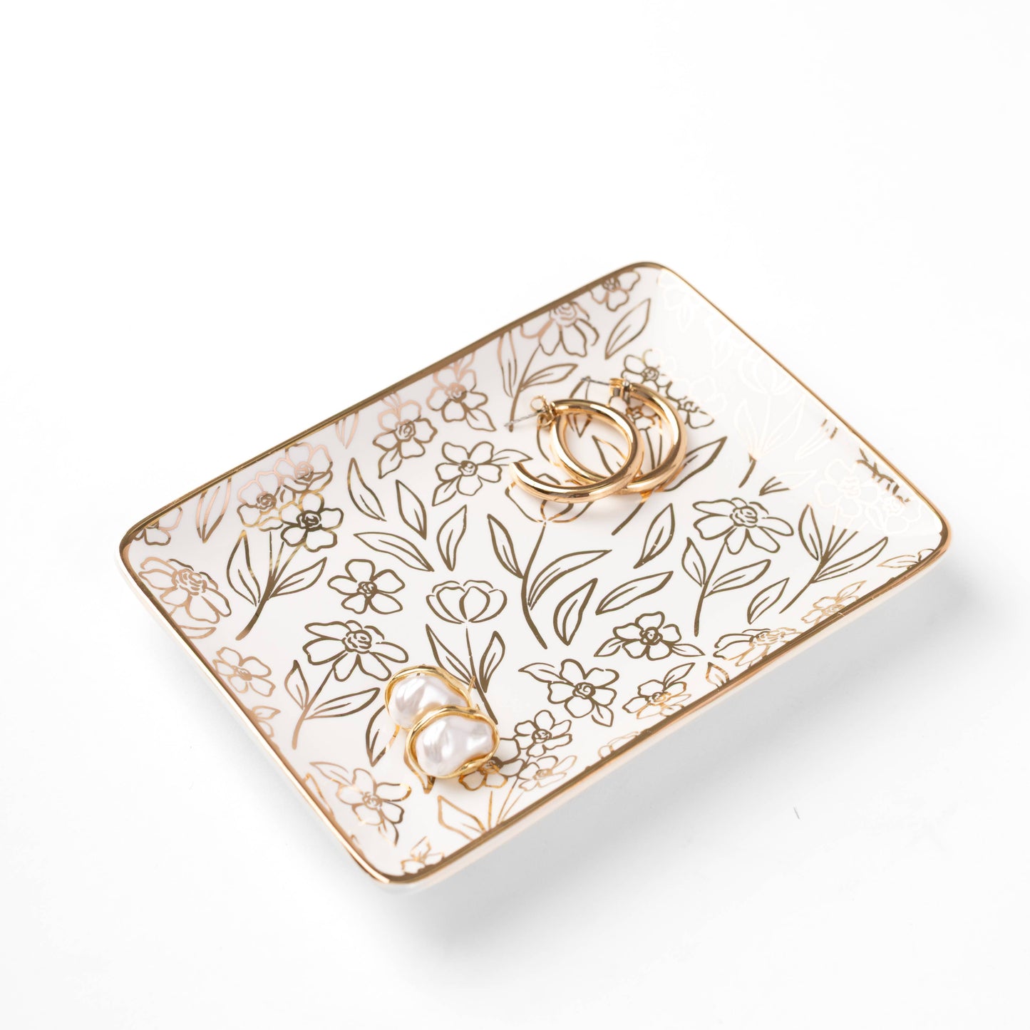 Terracotta Flowers Rectangular Trinket Dish | Fall