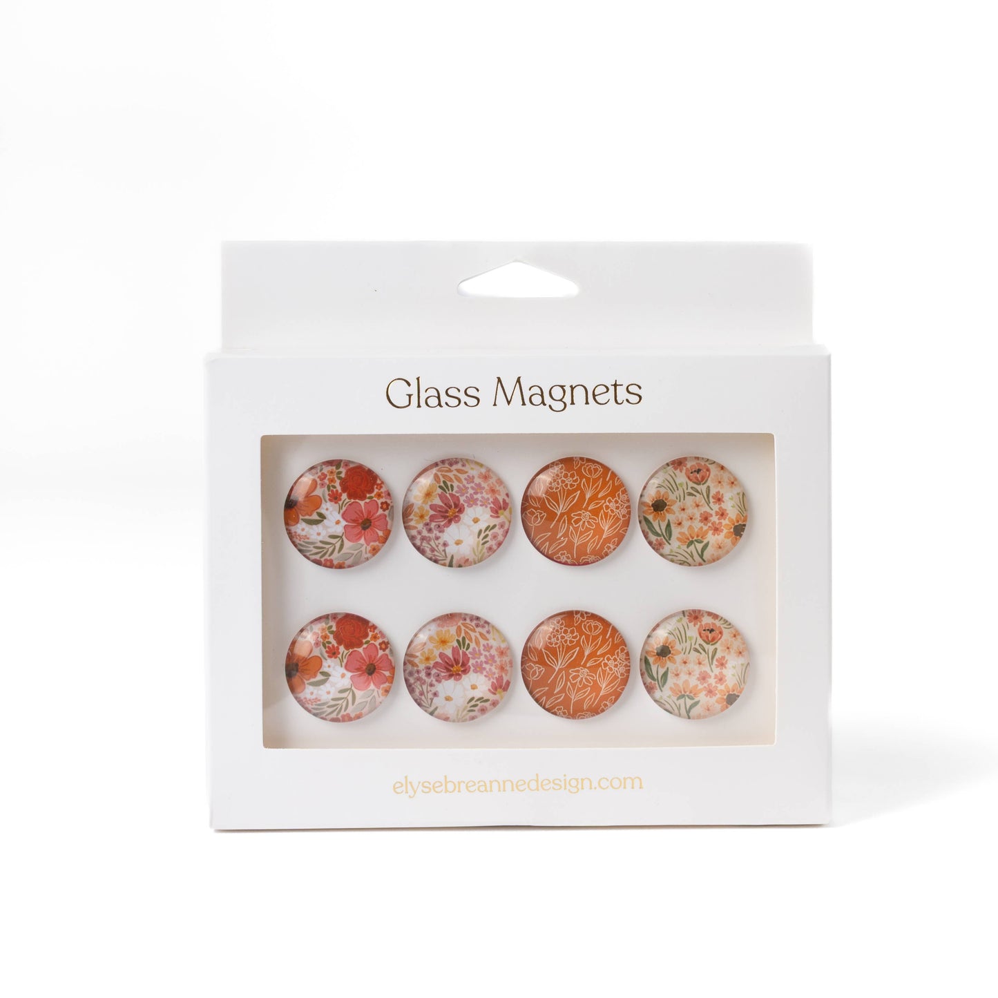 Glass Magnets, Box Set of 8 Floral Magnets: Spring Tones