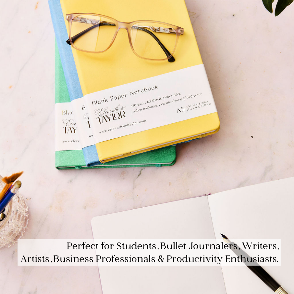 160 Page A5 Blank Journals: 120 GSM Thick Blank Card Stock: Yellow