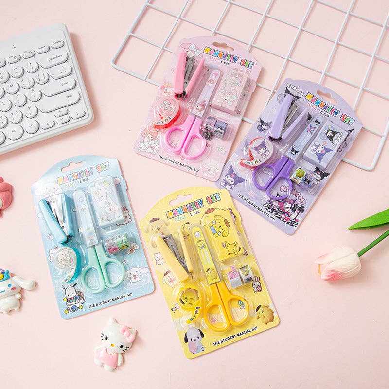 Sanrio stationery set stapler scissors&tape set student supplies: Sanrio stationery set