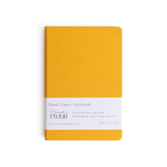 160 Page A5 Blank Journals: 120 GSM Thick Blank Card Stock: Tangerine Orange