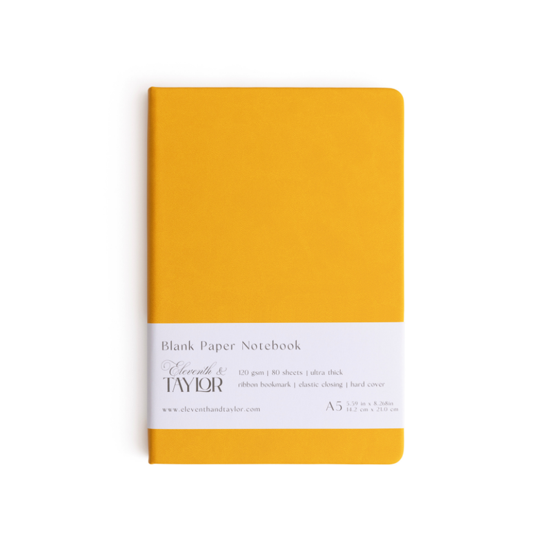 160 Page A5 Blank Journals: 120 GSM Thick Blank Card Stock: Tangerine Orange