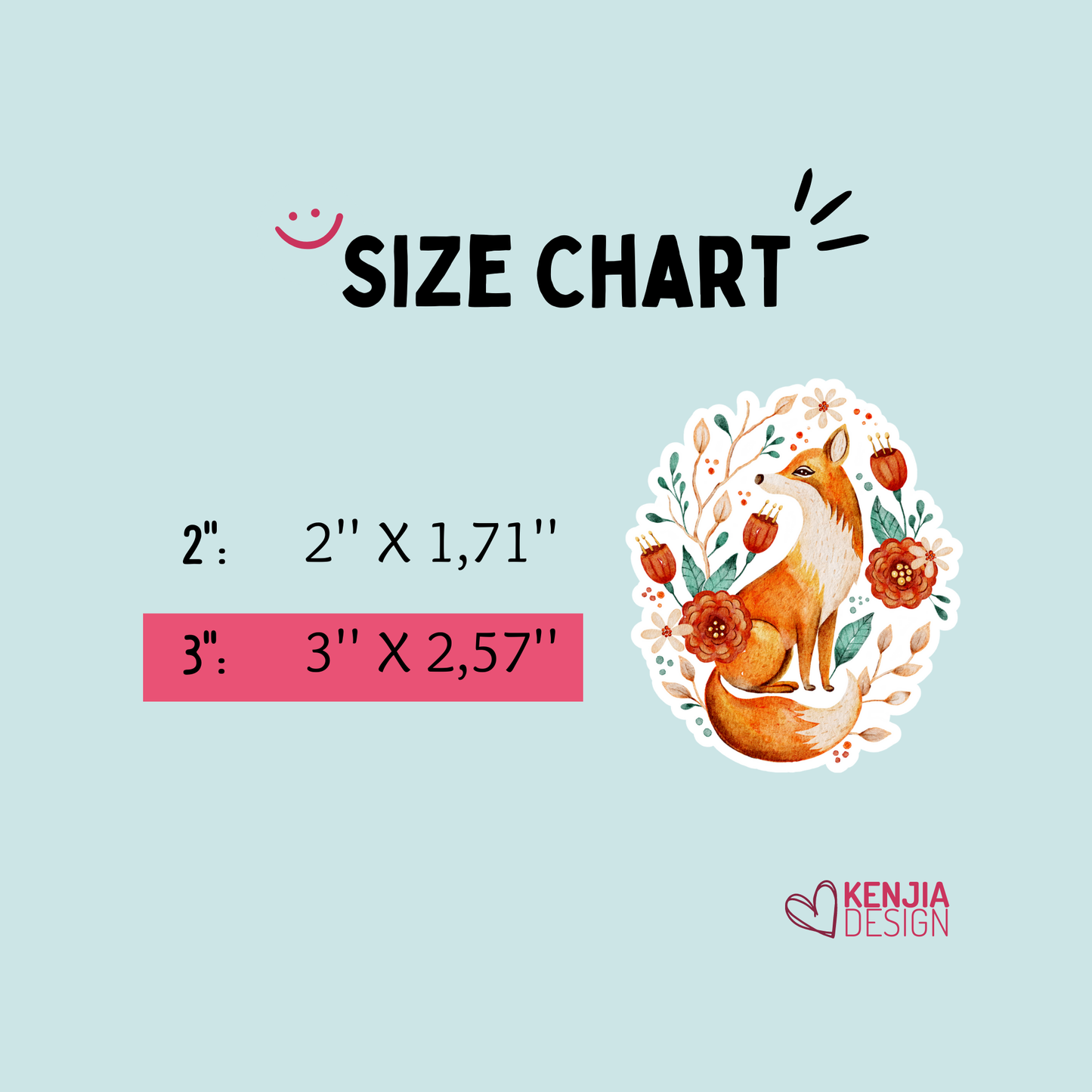 Cute Fox Stickers and Magnets with Flowers: Matte / 2'' Stickers