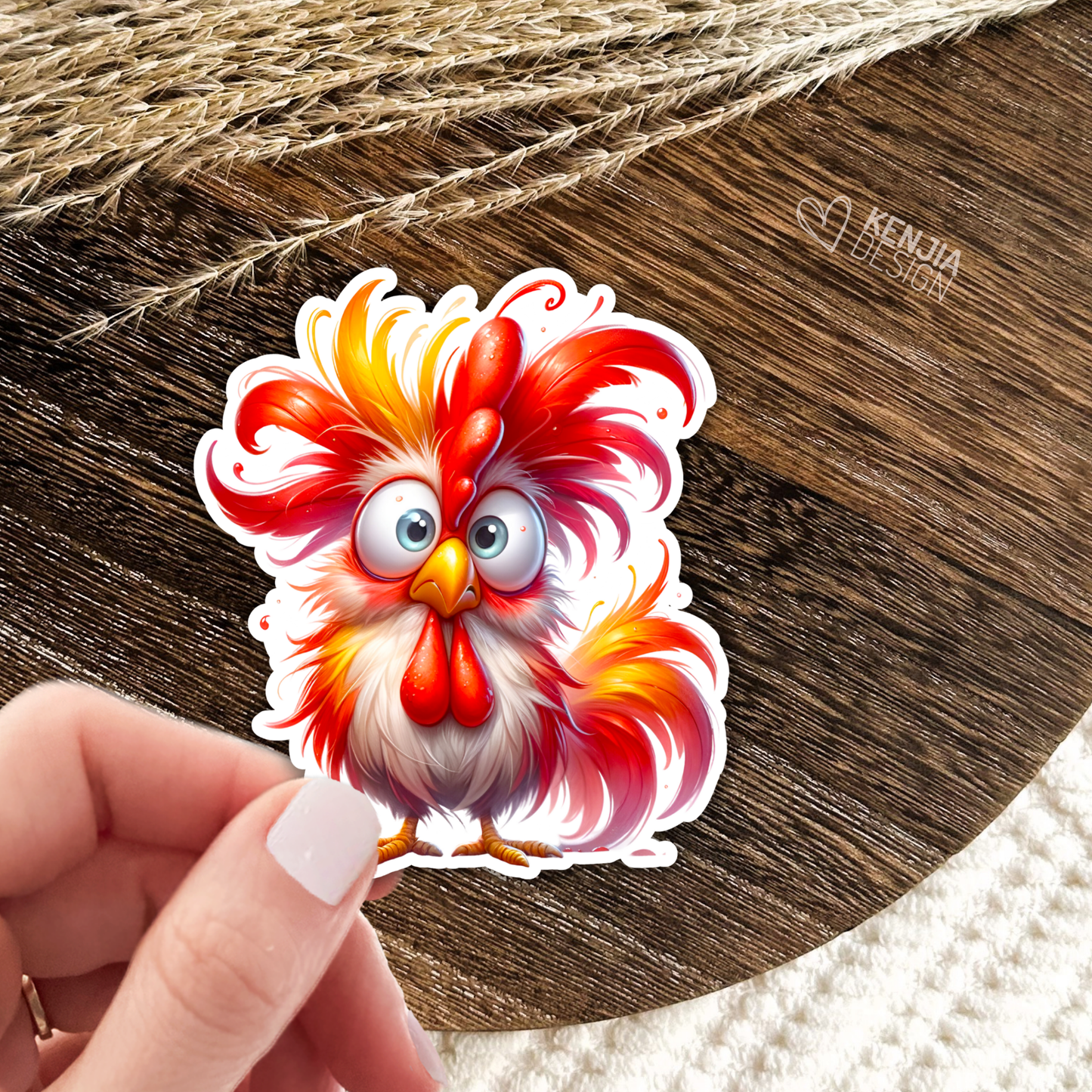 Cute Funny Crazy Rooster Chicken Stickers / Farm Life Sticke: Matte Stickers 2''