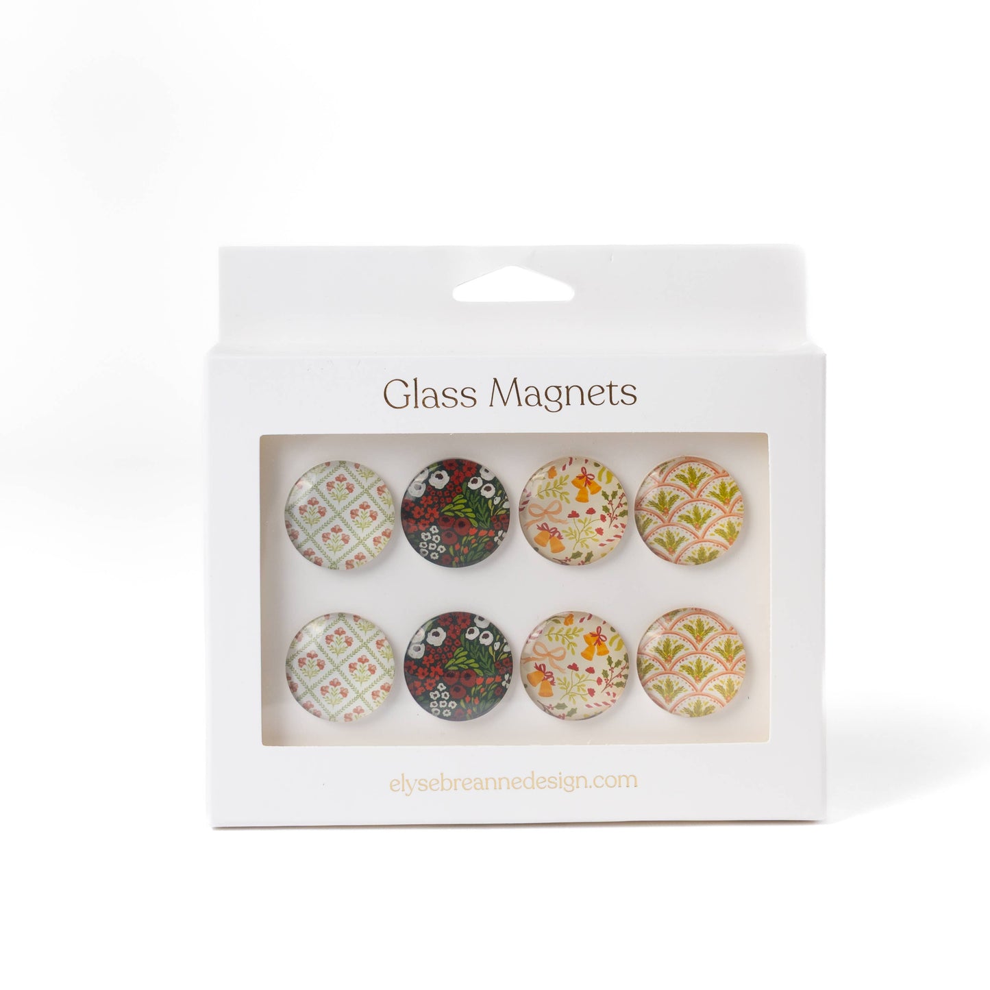 Glass Magnets, Box Set of 8 Floral Magnets: Summer Tones