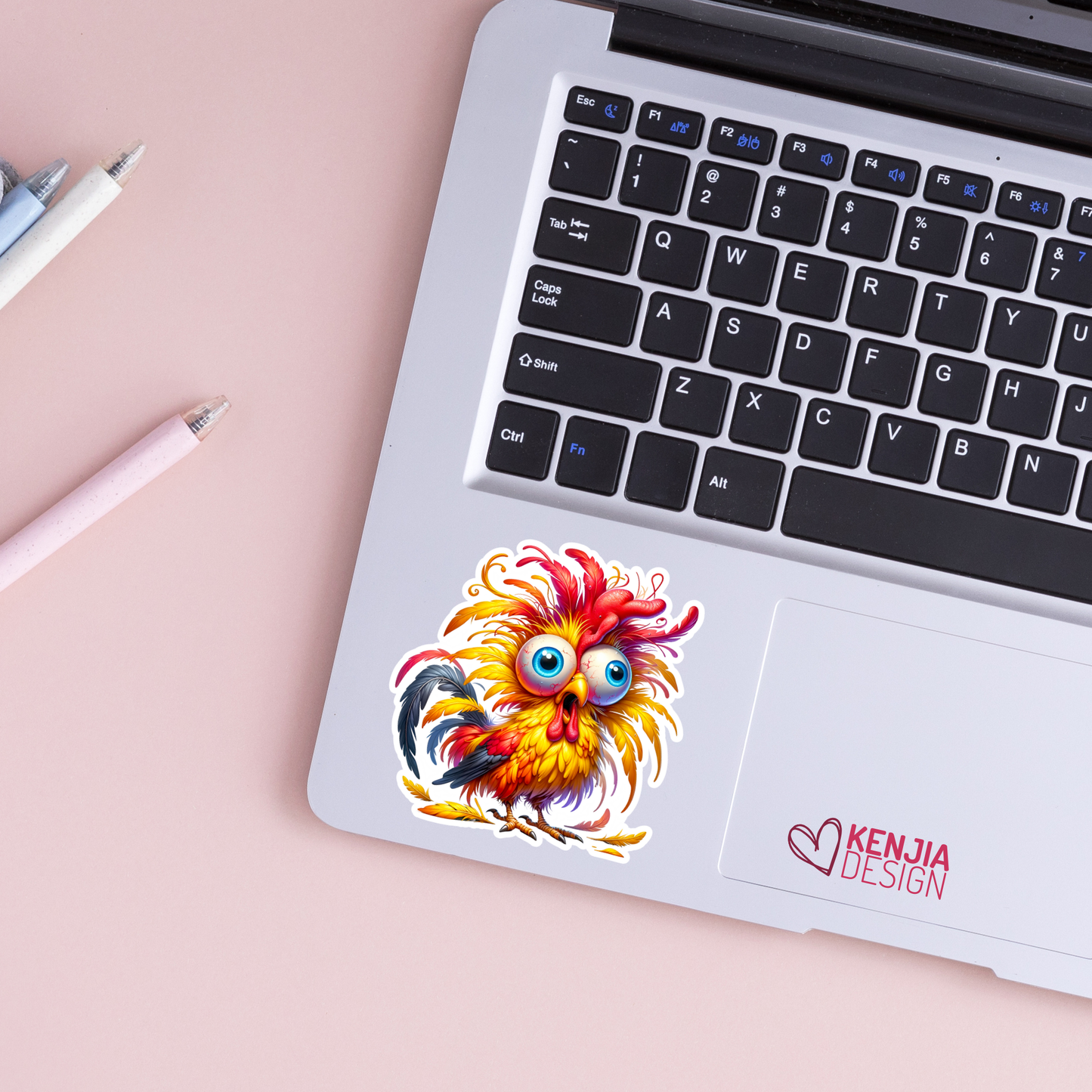 Cute Funny Crazy Rooster Chicken Stickers / Animal Farm: Matte Stickers 2''
