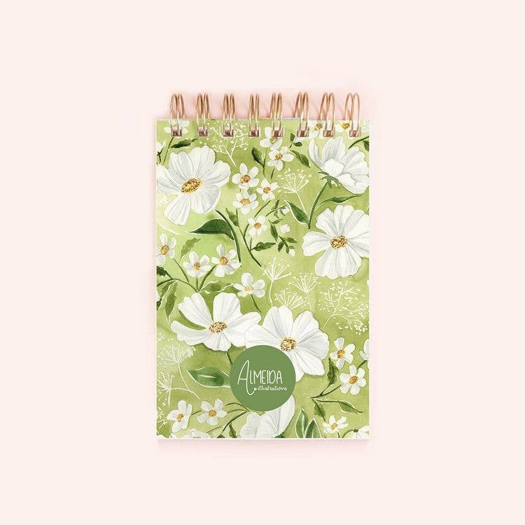 Green Florals Spiral Notepad | 150 Lined Pages