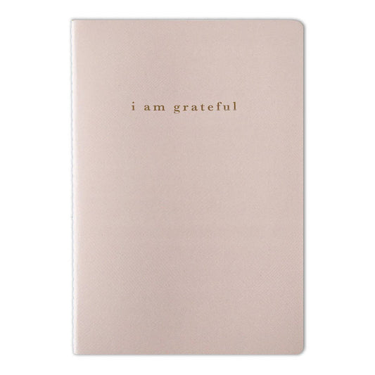 Pink "I Am Grateful" Jotter Notebook — Gold Foil with Dotted Grid Pages B6 Size