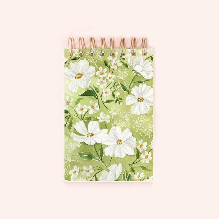 Green Florals Spiral Notepad | 150 Lined Pages