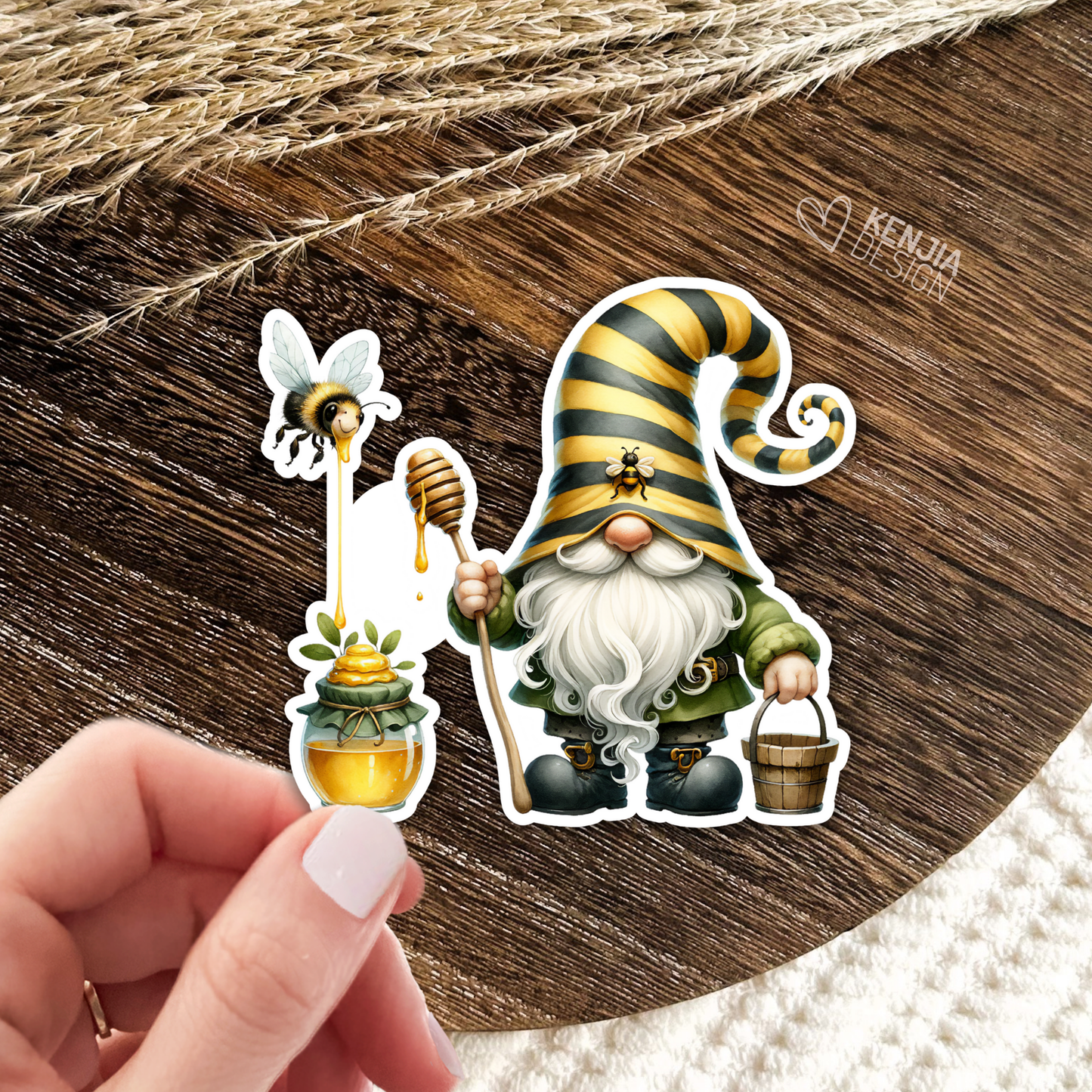 Bumble Bee Gnome,  Matte Stickers 2''