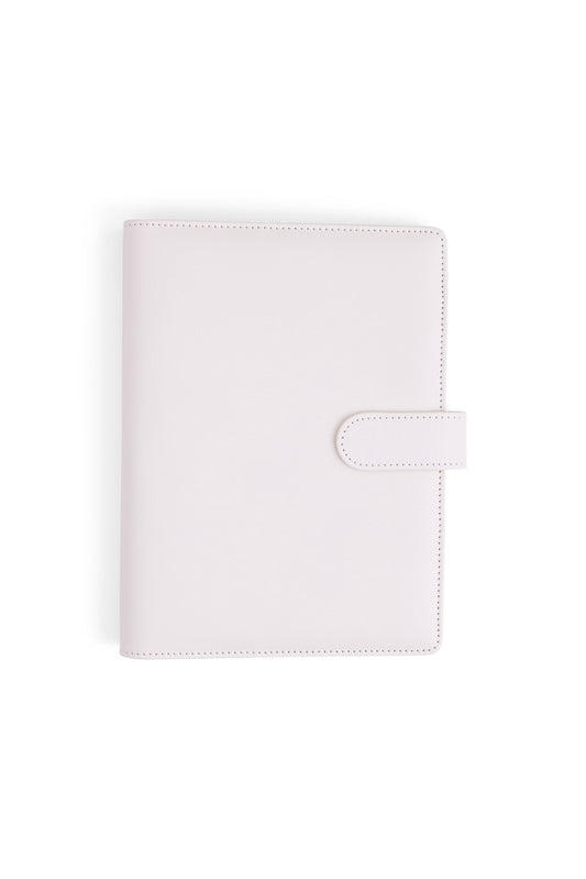 A5 Binder: 6 Hole with Elastic Pen Holder & Magnetic Closure: White