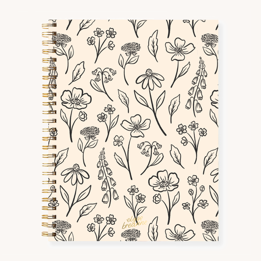 Pressed Floral Softcover Spiral Notebook