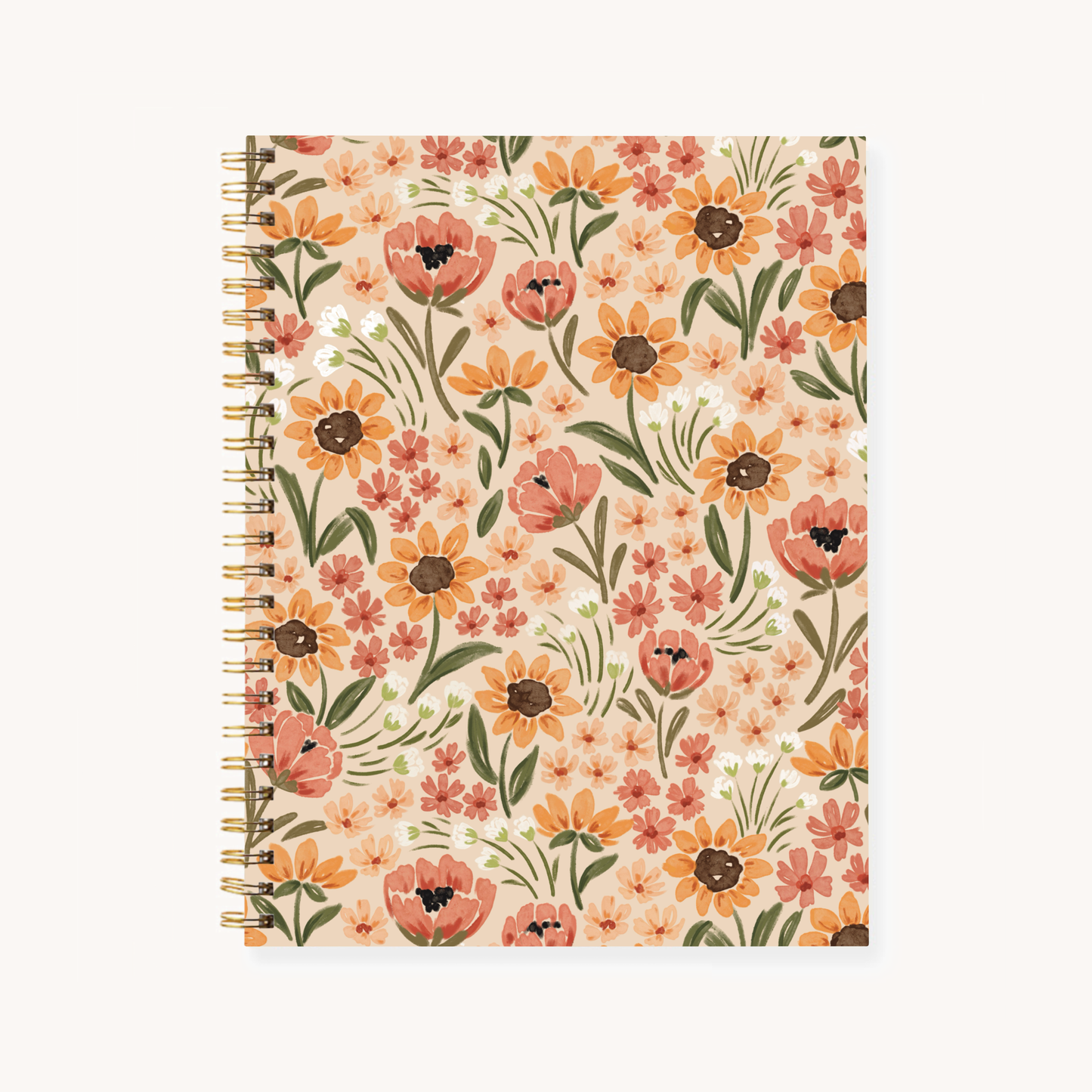 Sunny Poppies 7x9 Hardcover Spiral Notebook