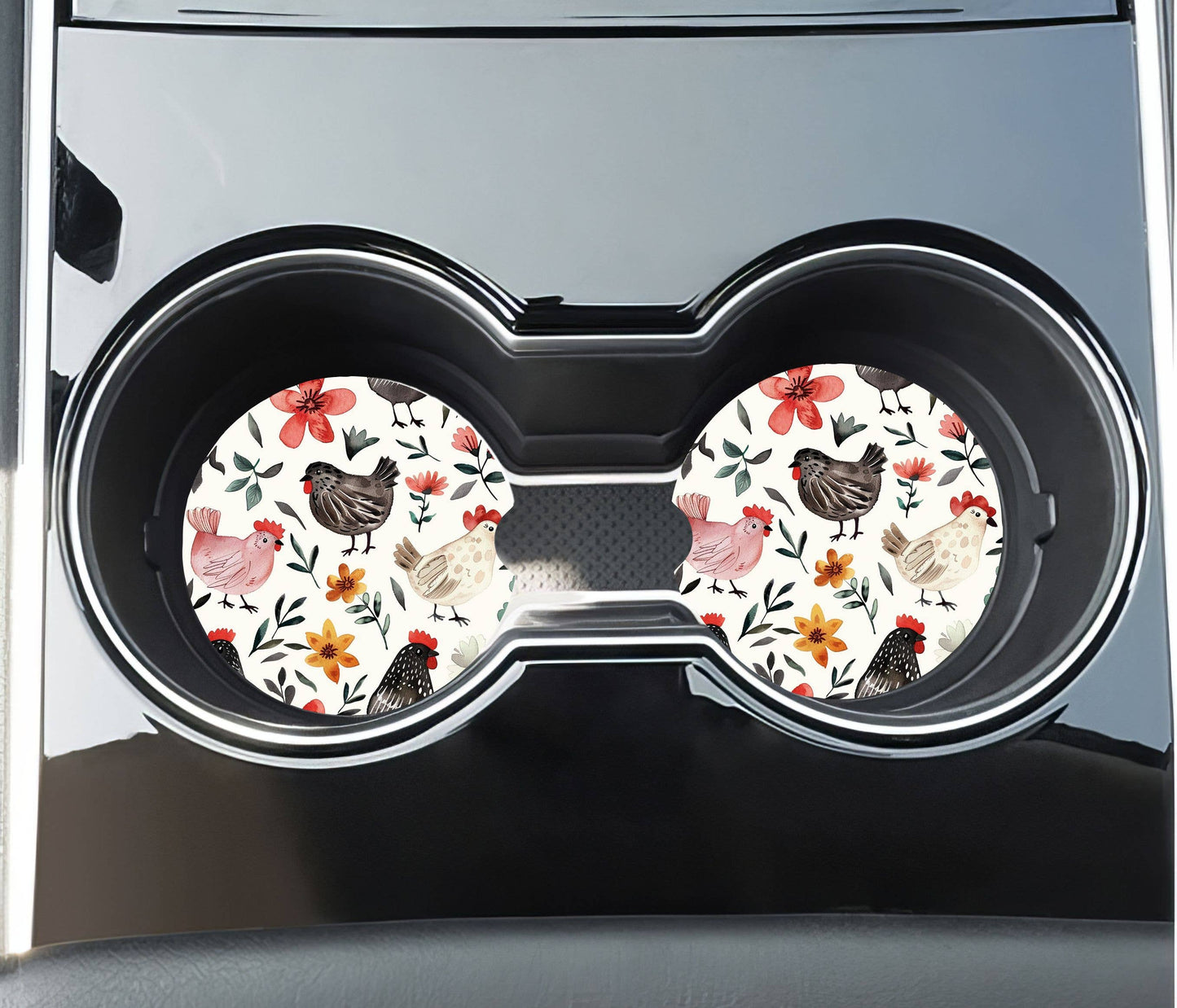 Chicken Car Coasters - Neoprene Set of 2