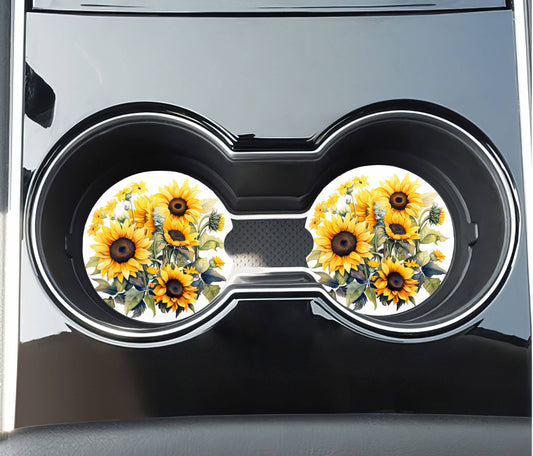 Sunflowers Car Coasters -Neoprene Set of 2
