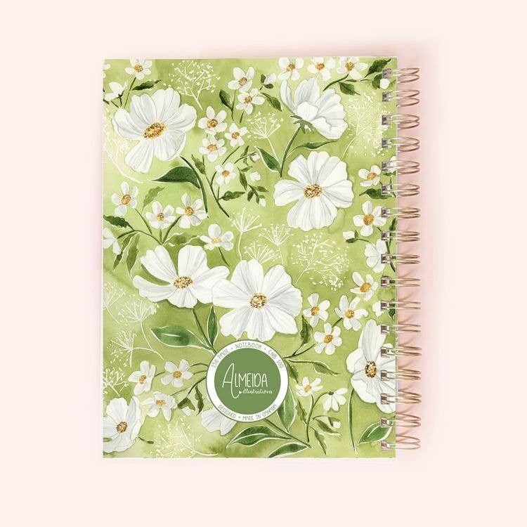 Green Florals Spiral Notebook | 150 Lined Pages