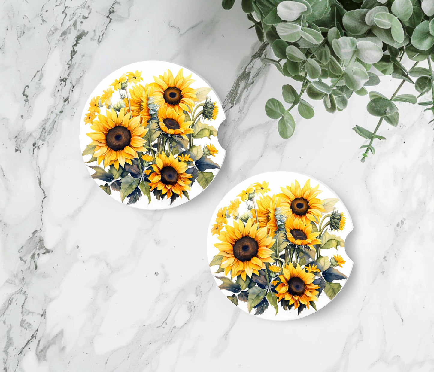 Sunflowers Car Coasters -Neoprene Set of 2