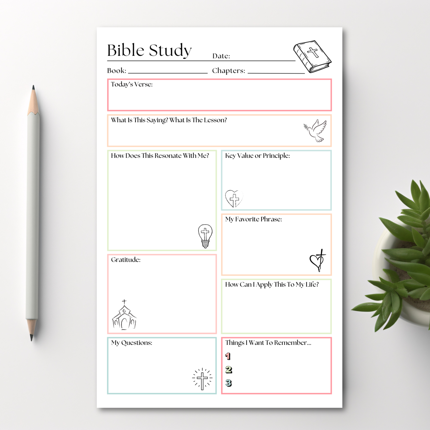 Bible Study Planner: 50-Page Notepad