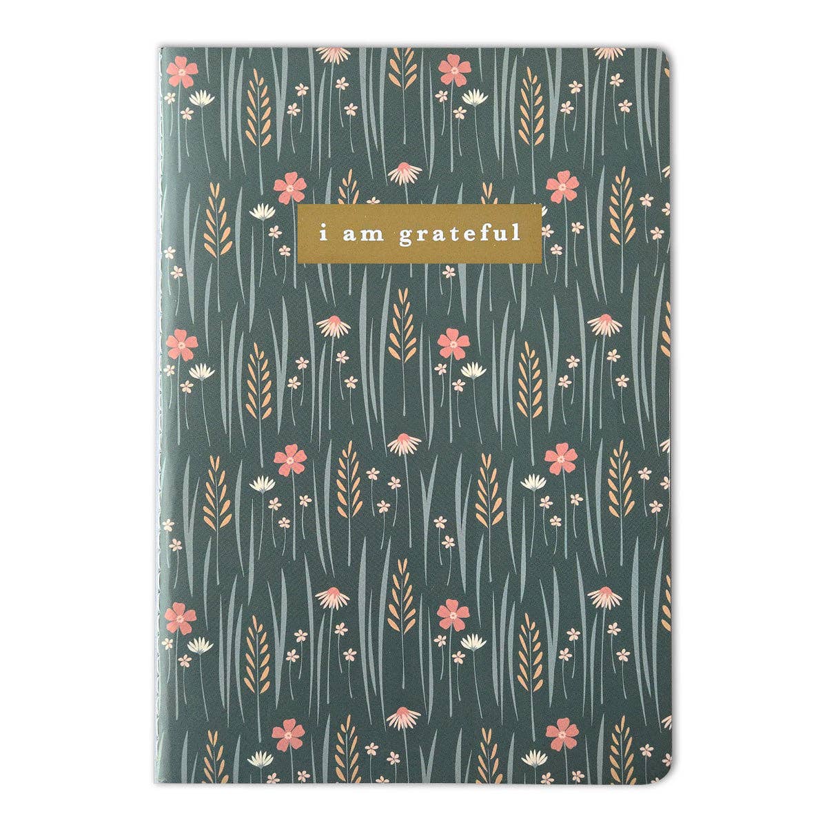 Wildflowers Floral "I Am Grateful" Jotter Notebook — Gold Foil with Dotted Grid Pages B6 Size