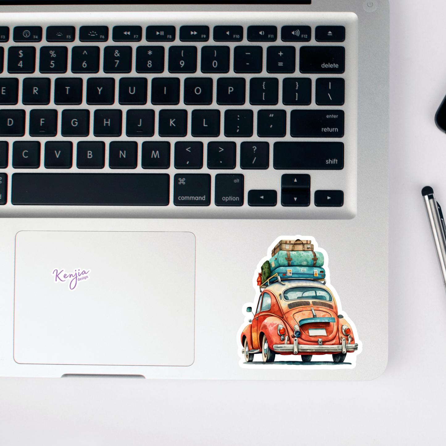 Cute handmade Traveling Car with Watercolor Effect: Waterproof Matte