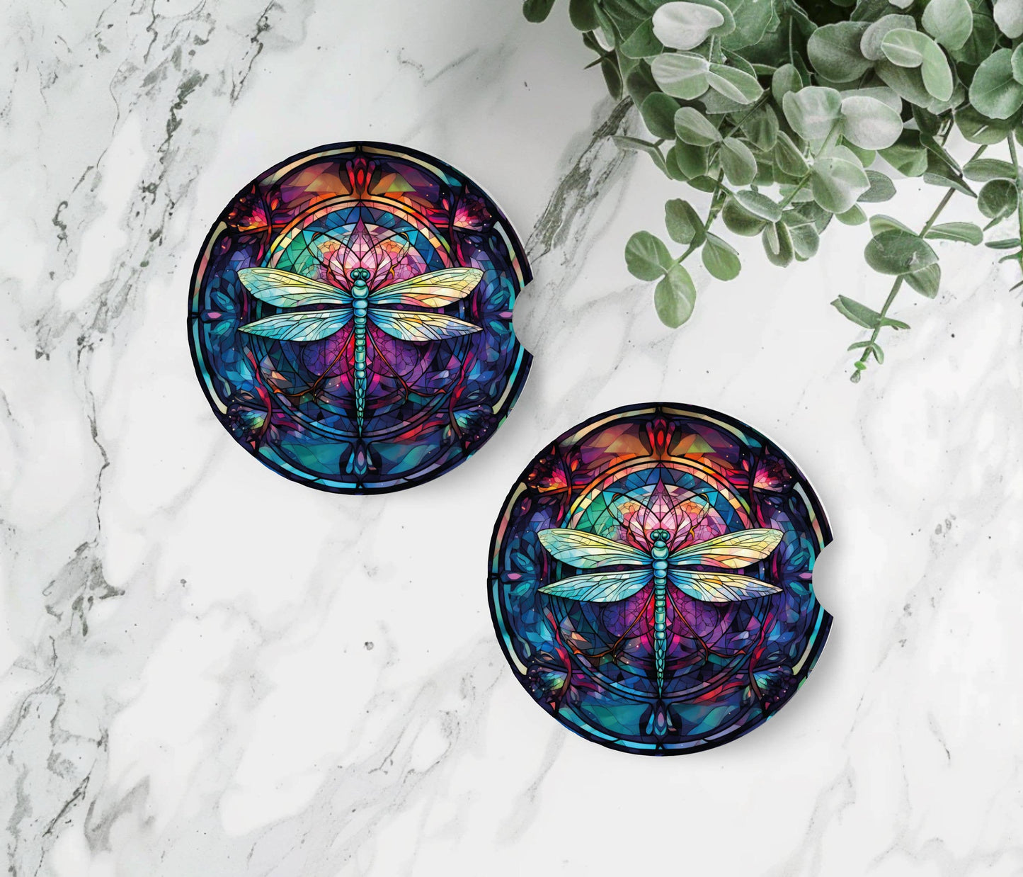 Dragonfly Car Coasters - Neoprene Set of 2