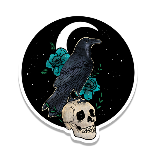 Raven | Skull | Gothic l Witch | Waterproof Sticker | 3"