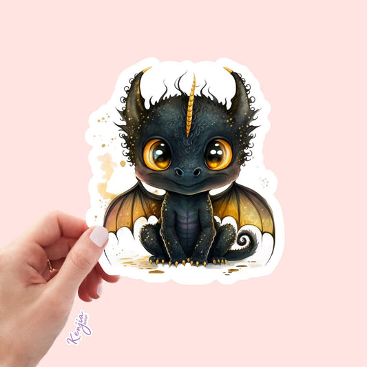 Cute Black Dragon Sticker / Waterproof: Waterproof Matte