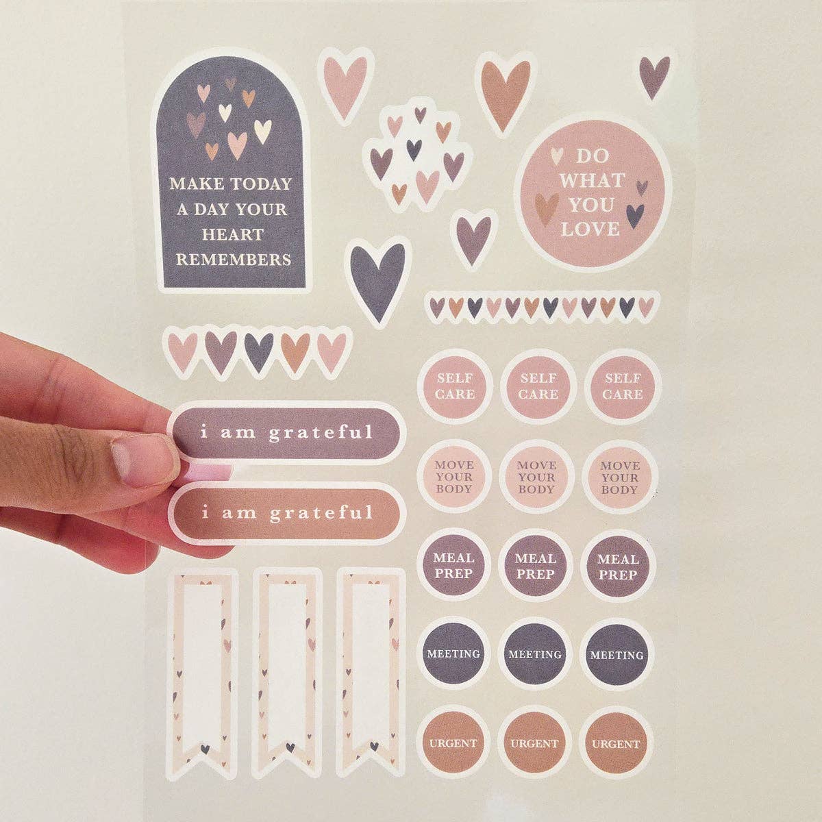 Little Hearts Washi Planner Stickers — Mindful Sticker Sheet for Planners, Journals & Bullet Journaling