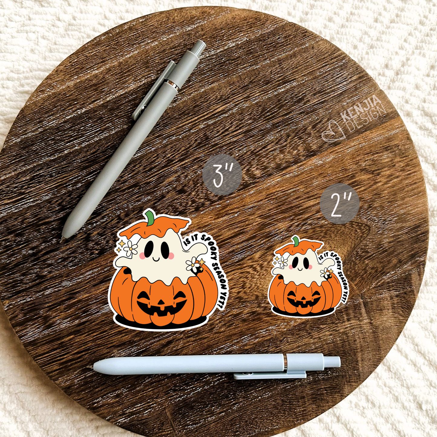 Halloween Stickers / Is It Spooky Season Yet / Ghost Pumpkin: Matte Stickers 3''