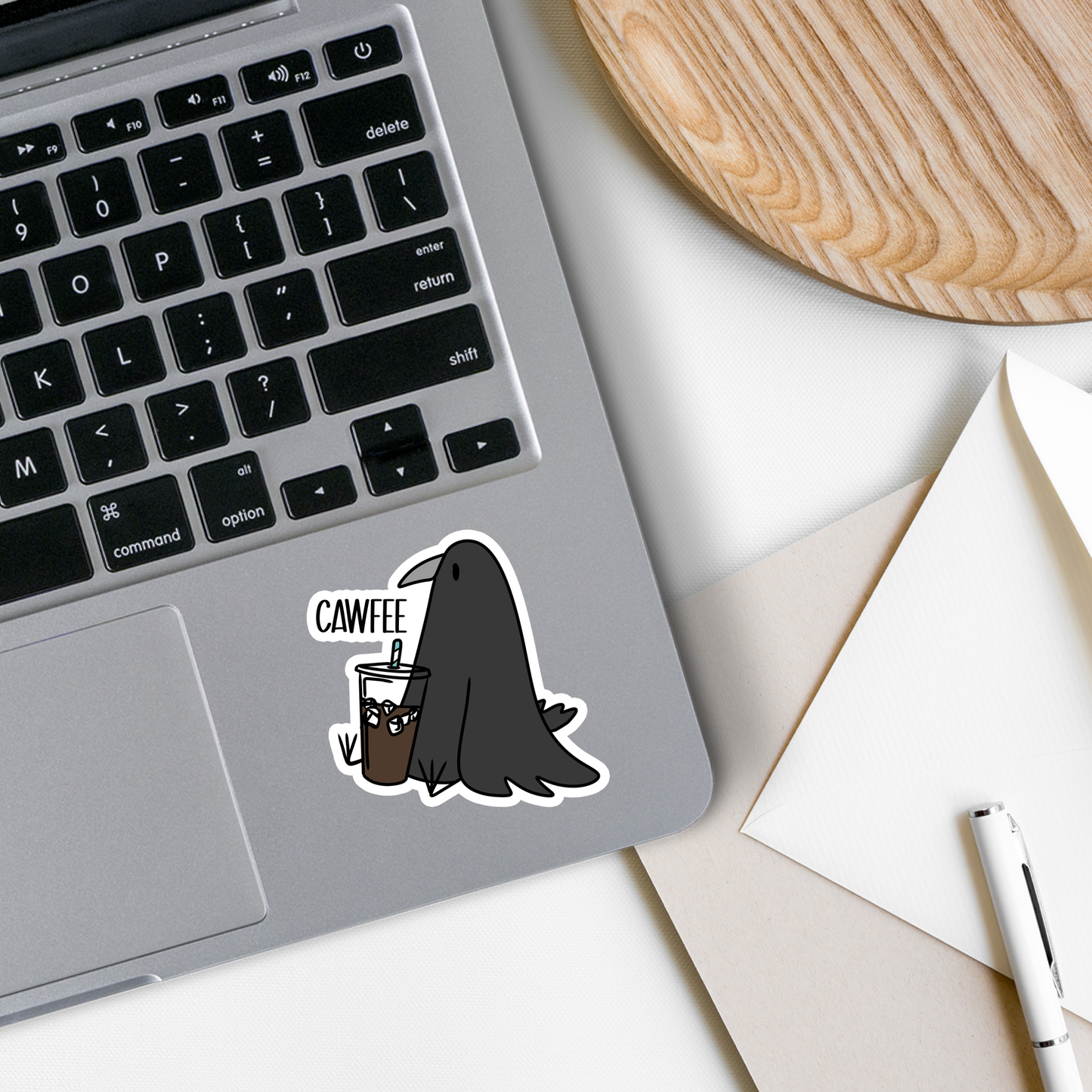 Cawfee Crow | Animals | Bird | Waterproof Sticker | 2.5"