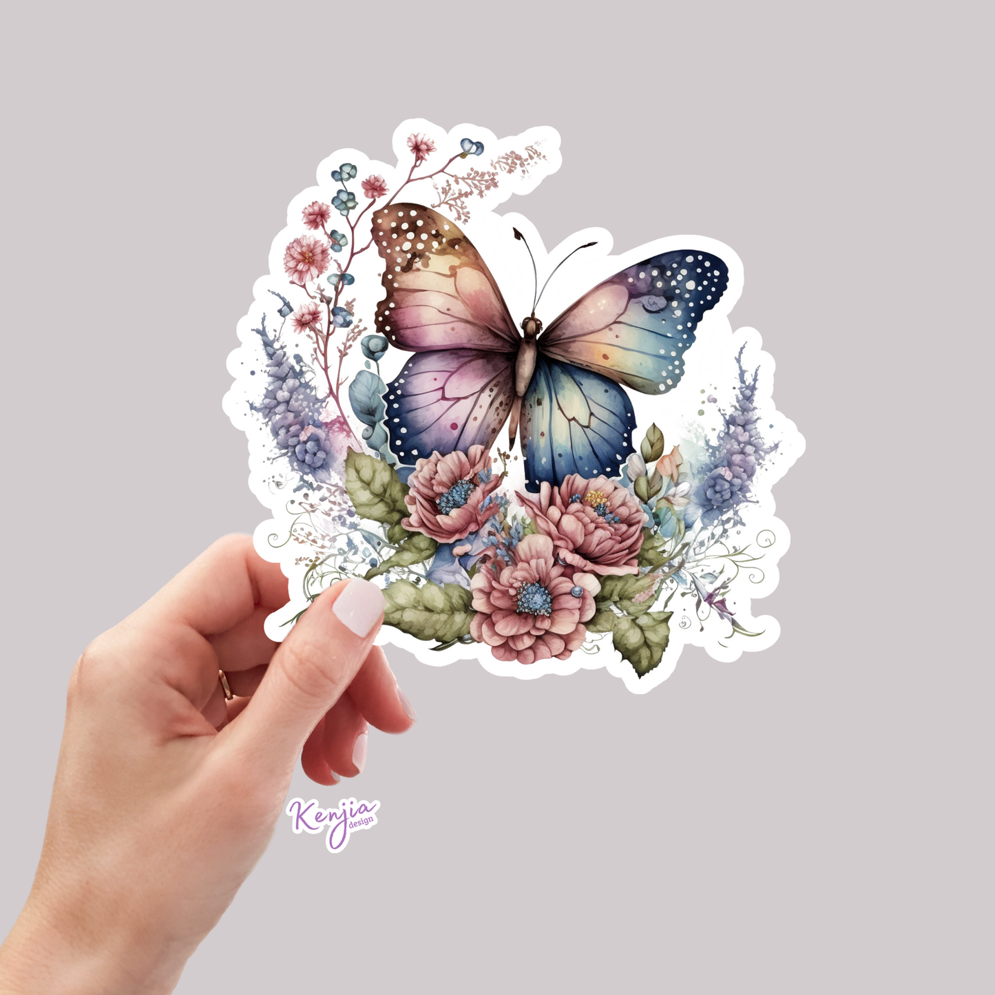 Cute Handmade Retro Butterfly Floral Sticker / Waterproof: Waterproof Matte
